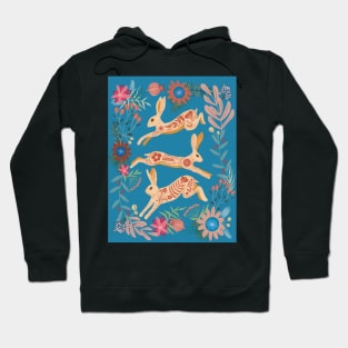 Leaping hare folk art Hoodie